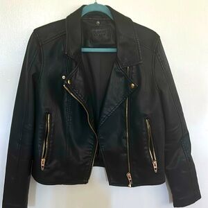 BlankNYC Faux Leather Jacket with Detachable Hood